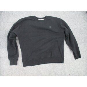 Champion Mens Sweater Large Black Crew Neck Long Sleeves Pullover Casual Knit